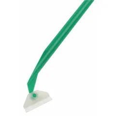 This cell scraper is used for harvesting adherent cells from culture vessels in laboratory settings. It features a green ABS handle and blade, with an overall height of 9 21/25 inches. Suitable for cell biology and tissue culture applications.