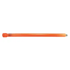 This 3/8" drive impact socket extension has a 15 in overall length and urethane covering to protect work surfaces. It is used to extend the reach of impact sockets in high-torque fastening applications, such as automotive repair and industrial assembly.