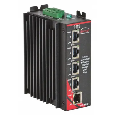 RED LION Ethernet Switch: Unmanaged, DIN Rail, 5 Ports, RJ45 - DIN Rail-Mount Ethernet Switches