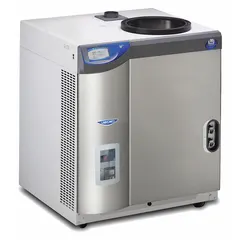 Console-style freeze dryer with 6 L dry ice holding capacity. Includes a 3-wire electrical cord with plug and a purge valve. Drying chamber not included. Used for lyophilization of heat-sensitive materials in laboratory and industrial applications.