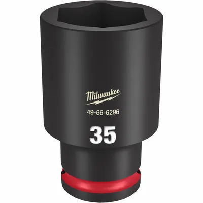 MILWAUKEE Deep Impact Socket: 1/2 in Drive Size, Metric, 35 mm Socket Size, 6-Point - 1/2" Drive Impact Sockets