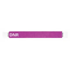 This security wristband is made of Tyvek material and measures 10 inches in length by 1 inch in width. It is colored purple and comes in a pack of 500. Commonly used for access control, event management, and temporary identification in settings such as hospitals, concerts, and corporate events.