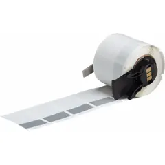 Gray matte vinyl wraparound label for permanent identification of wires from 10 AWG to 4 AWG. Compatible with Brady M611 printer series; requires M7-R4300 ribbon. Used in electrical panels, control cabinets, and cable management systems.