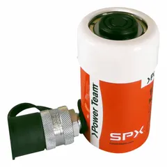 Single-acting hydraulic ram with 15 ton nominal capacity and 1 in nominal stroke length. Used for lifting, pressing, and positioning in industrial maintenance, construction, and manufacturing. Suitable for tight-space applications such as flange spreading, bearing removal, and structural alignment.
