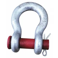 Anchor shackle with a carbon steel body, 5/8 in body thickness, and a working load limit of 6,500 lb. Used in rigging and lifting applications to connect chains, ropes, or cables to anchor points.