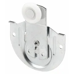 This hanging door roller is designed for sliding or bypass doors in industrial and commercial settings. Each roller supports up to 60 lb, with dimensions of 2-1/2 in length and 3-3/4 in width. Sold as a pair (1 PR).