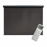 This motorized sun shade from the Regal Series features a dark brown fabric with an 8 ft height and a 6 ft oil-rubbed bronze valence. It operates via remote control and includes a cable tie-down system. Suitable for outdoor applications such as patios, pergolas, and terraces for sun protection and glare control