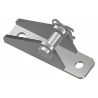 Zinc-plated steel gas spring bracket for mounting gas springs in industrial equipment. Overall height 25.91 mm, overall width 69.09 mm. Provides a secure pivot point for lifting and counterbalancing applications in machinery, enclosures, and access panels