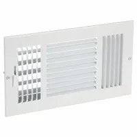 Sidewall/Ceiling Register: Ceiling/Wall, 7 3/4 in H, 13 3/4 in W, Louvered, Powder Coated, White