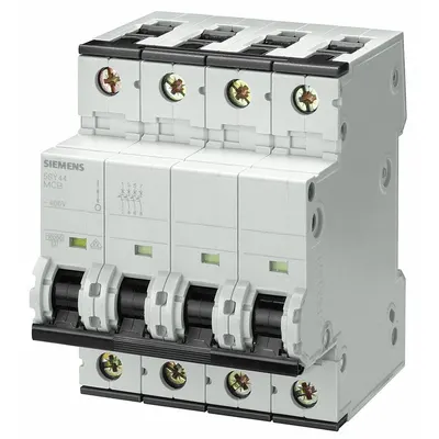 Siemens Supplementary Protector: 25 A Amps, 72V DC, 10kA at 400V AC, Screw Clamp - B-Curve, 4-Pole UL1077 DIN Rail-Mount Supplementary Protectors