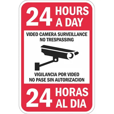 LYLE 24 Hours A Day Video Camera Surveillance No Trespassing / - 24 Hours A Day Video Camera Surveillance No Trespassing / Vigilancia Por Video No Pase Sin Autorizacion 24 Horas Al Dia Signs