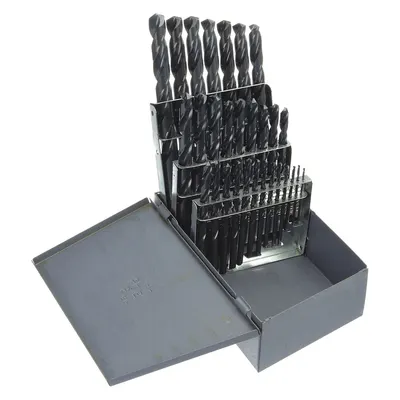 CHICAGO-LATROBE Jobber Length Drill Bit Set: 29 Pc, 1/16" to 1/2" by 64ths - NAS-Spec High-Speed Steel Jobber-Length Drill Bit Sets for Aerospace