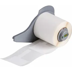 Wraparound T-shaped label for marking wires, cables, and small components. Made of white matte polypropylene. Compatible with BMP71 printer series; requires M7-R4300 ribbon.
