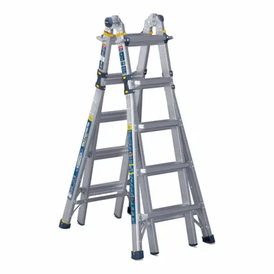 WERNER Combination Ladder: 5 Configurations, Aluminum, 375 lb Load Capacity, 40 lb Wt - All Configuration Multifunction Ladders