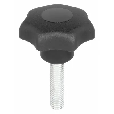 KIPP 7-Arm Knob with Threaded Stud, Plastic/Steel, M10 x 30 mm, 40 mm Dia - 7-Arm Knobs with Threaded Stud