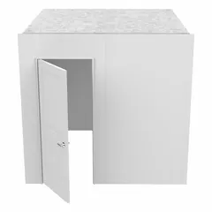 This modular cubicle wall set includes 8 white polyethylene panels with an overall width of 48 inches and overall height of 96 inches. The panels are lightweight and can be arranged to create flexible workspace dividers or partitions in open-plan environments.
