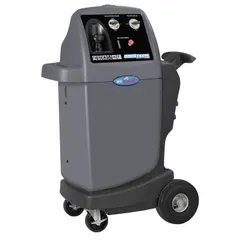This R-134a A/C system component flusher is designed for electric vehicles. It features an internal tank for circulating flushing solvent through A/C components to remove contaminants. The unit has no connectivity and is intended for use with R-134a refrigerant systems.