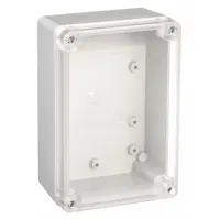 BOX ENCLOSURES Enclosure: Gray, Polycarbonate, 3 in x 3 in x 2 in, NEMA 4, Clear Cover (MPN BEN-20PC)