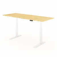 FLEXISPOT Standing Desk: Tan, Bamboo, 78 in Overall Wd, 30 in Overall Dp, 50 5/8 in Max Desktop Ht (MPN E7WPRO7830-LBZB)