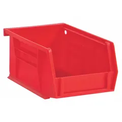 This hang and stack bin is used for organizing and storing small components in industrial environments. It can be placed on louvered panels or benchtops, allowing flexible storage solutions in workshops, warehouses, and assembly lines.