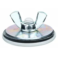 Steel oiltight hole seal with painted gray finish for closing unused conduit openings in electrical enclosures. Includes wing nut. Rated NEMA 4X for corrosion resistance. Fits 1/2 in conduit holes with maximum hole diameter of 30.5 mm.
