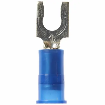 3M Fork Terminals: Blue, Nylon, #8 Stud Size, 16 AWG – 14 AWG Wire Range - Insulated Fork Terminals