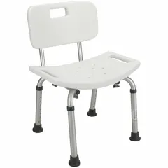This plastic shower chair provides a stable, slip-resistant seat for bathing, supporting users with limited mobility or balance issues. With a maximum seat width of 20 inches and a weight capacity of 325 lb, it is designed for wet environments and includes non-slip leg tips. No tools are required for assembly.
