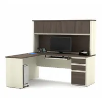BESTAR L-Shaped Office Desk: White Chocolate, 71 1/8 in Overall Wd, 62 3/4 in Overall Dp, Antigua (MPN 99872-52)