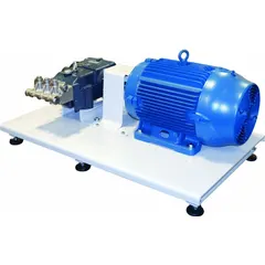 This skid-mounted cold water pressure washer delivers 1,800 psi at 40 gpm with 50 hp. It features a direct pump drive and a metal frame, designed for cold water intake only. Suitable for heavy-duty cleaning tasks such as surface preparation and equipment degreasing in industrial facilities.