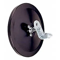 Round convex mirror with 8-1/2 in diameter for driver or passenger side vehicle use. Provides wide-angle view to reduce blind spots during lane changes and parking. Suitable for commercial and industrial vehicles.