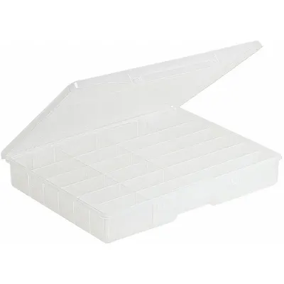 PLANO MOLDING 5324-30 Clear Plastic 24-Compartment Snap Box - Small Parts Compartmented Boxes with Fixed Dividers