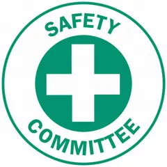 2-inch diameter, non-reflective, English-language circle label for hard hats. Identifies safety committee members in industrial facilities. Supplied in a standard 4-pack.