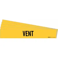 Pipe Marker: Vent, Yellow, Black, Fits 8 in and Larger Pipe O.D., 1 Pipe Markers, 5 PK (MPN 7295-1HV-PK)