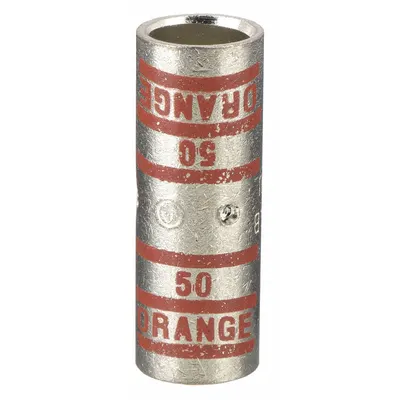 THOMAS & BETTS Open Barrel Splice: 3/0 AWG Wire Size, Orange Code, 1.75 in - Crimped Butt Splice Compression Connectors
