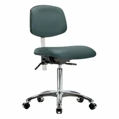 APPROVED VENDOR Cleanroom Task Chair, Vinyl, Armless, Height Range 21 1/2 in to 29 in