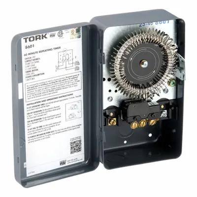 TORK Electromechanical Cycle Timer: 1 hr, 120V AC, SPDT - Electromechanical Percentage Cycle Timer Switches