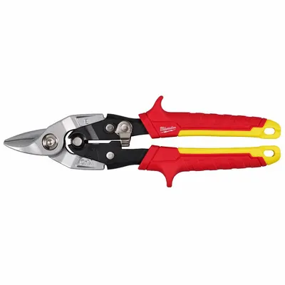 MILWAUKEE Aviation Snip: Straight, 10 in Overall Lg, 1 in Cutting Lg, Steel, TPR - Aviation Snips