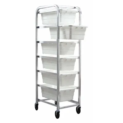 QUANTUM STORAGE SYSTEMS Tub Cart: 600 lb, 6 Bins/Tubs, White, 27 in L x 19 in W x 71 in H - Lightweight Corrosion-Resistant Vertical Rack-Style Tub Carts
