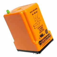 Socket-mounted phase monitor relay from the SUA Series. Monitors three-phase AC lines for phase loss at 430 to 480V AC. Used to protect motors, compressors, and other three-phase equipment by detecting loss of phase and initiating a shutdown or alarm.