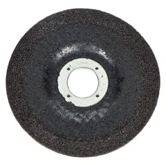 Depressed center grinding wheel for contaminant-free grinding on stainless steel. Features zirconia alumina abrasive, 24 grit, and a 5" x 1/4" x 5/8"-11 arbor. Suitable for weld blending, surface preparation, and edge chamfering in metal fabrication and maintenance.