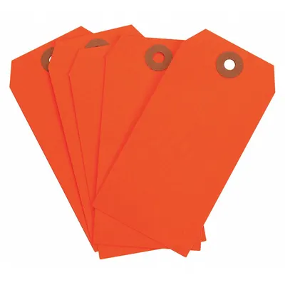 BRADY Shipping Tag: #5, 4 3/4 in Tag Ht, 2 3/8 in Tag Wd, 30 Points, Fluorescent Red - Colored Shipping Tags