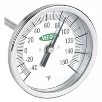 VEE GEE Soil Dial Thermometer: -40°F to 160°F, +/- 2°F, 6 in Stem Lg, Fahrenheit (MPN 82160-6)