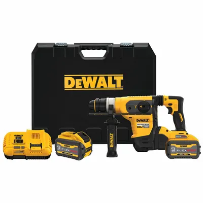 DEWALT Cordless Rotary Hammer: D-Handle, 60V DC, SDS-Plus, 1 in max, 9.0 Ah, 3.3 ft-lb - DEWALT Cordless Rotary Hammers