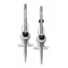 This trammel features a screw-type adjustment and a scribing point for precise marking and layout tasks. With a 6-inch leg length, it is suitable for transferring measurements and scribing arcs or circles on various materials in woodworking, metalworking, and construction applications.