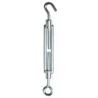Galvanized steel turnbuckle for tensioning bird netting in exclusion installations. Silver finish, 1/2-inch depth, 10-pack. Used to secure netting over structures such as buildings, warehouses, and agricultural sites
