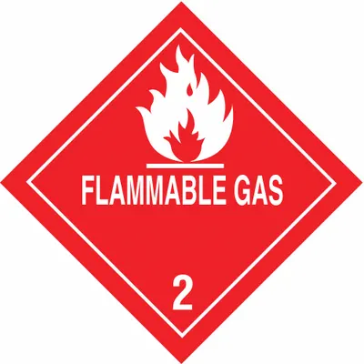 TAPECASE Container Label: Flammable Gas, 4 in x 4 in, 4 in Label Ht, 4 in Label Wd - Class 2: Gases