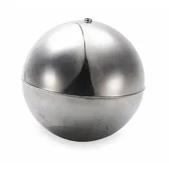 Cylindrical stainless steel float with an internal 3/8"-16 threaded connection. Used as a buoyant component in liquid level sensing or control applications within industrial equipment such as tanks, pumps, and process machinery.