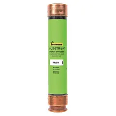 BUSSMANN FRS-R-35 is a Class RK5 time-delay cylindrical fuse rated 35 A, 600 V AC, and 250 V DC. It is non-indicating and part of the FRS-R series. This fuse is used for overcurrent and short-circuit protection of motor circuits, transformers, and other inductive loads, allowing harmless inrush currents without nuisance opening.