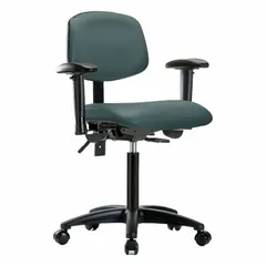 Vinyl Lab Chair with Arms, 18-1/2"W x 17"D, Height 21"-28-1/4", Nylon Base