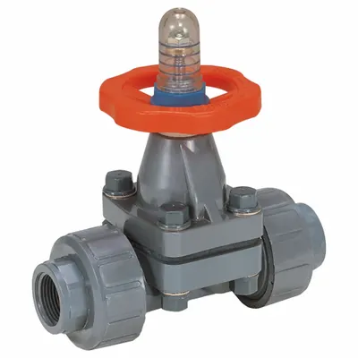 HAYWARD Diaphragm Valve: 1/2 in, PVC, 2-Way, NPT x Socket, 150 psi Max Pressure (CWP) - PVC Diaphragm Valves for Chemicals with Position Indicators